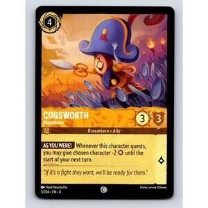 Cogsworth Dreamborn Ally HP 3 As You Were Majordomo Yellow Disney Lorcana